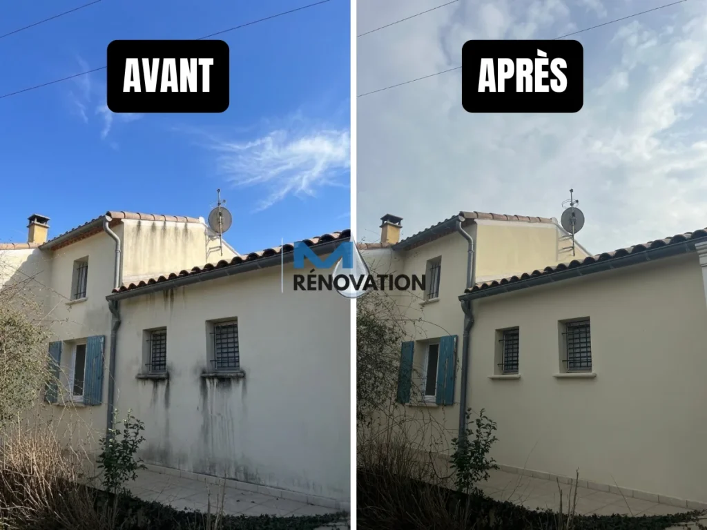 Résultat d'un nettoyage professionnel de façade avant après à La Ciotat