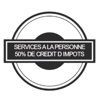 Logo services à la personne avec crédit d’impôt pour nettoyage de terrasse et entretien extérieur à domicile.
