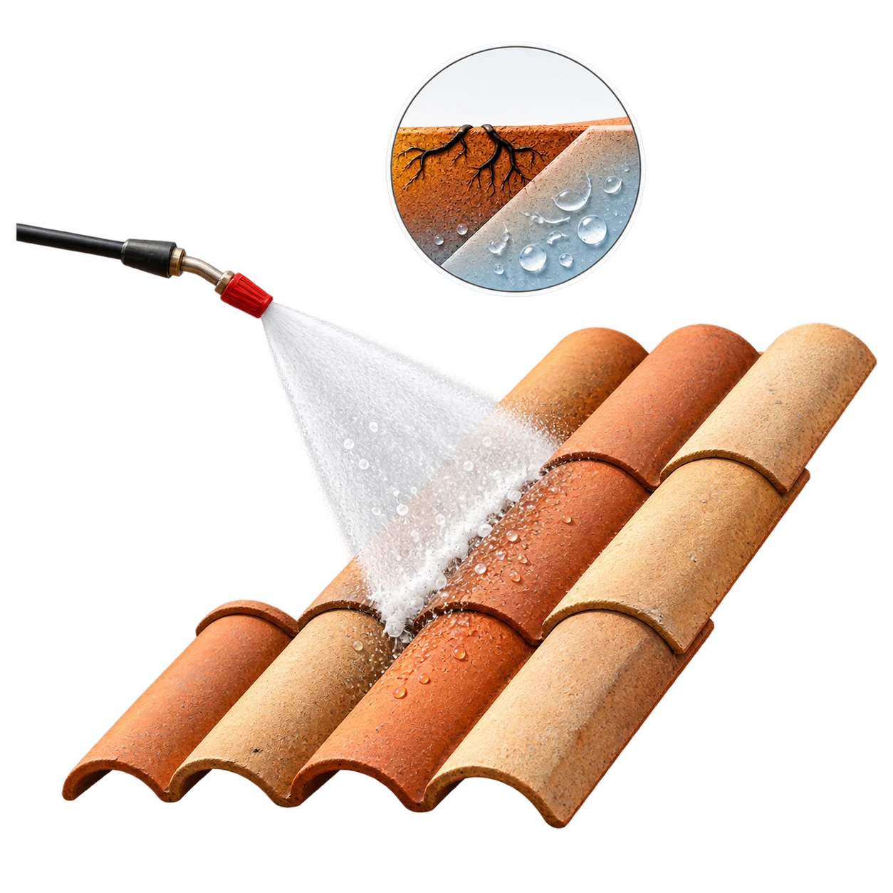 Application professionnelle du traitement hydrofuge sur les tuiles