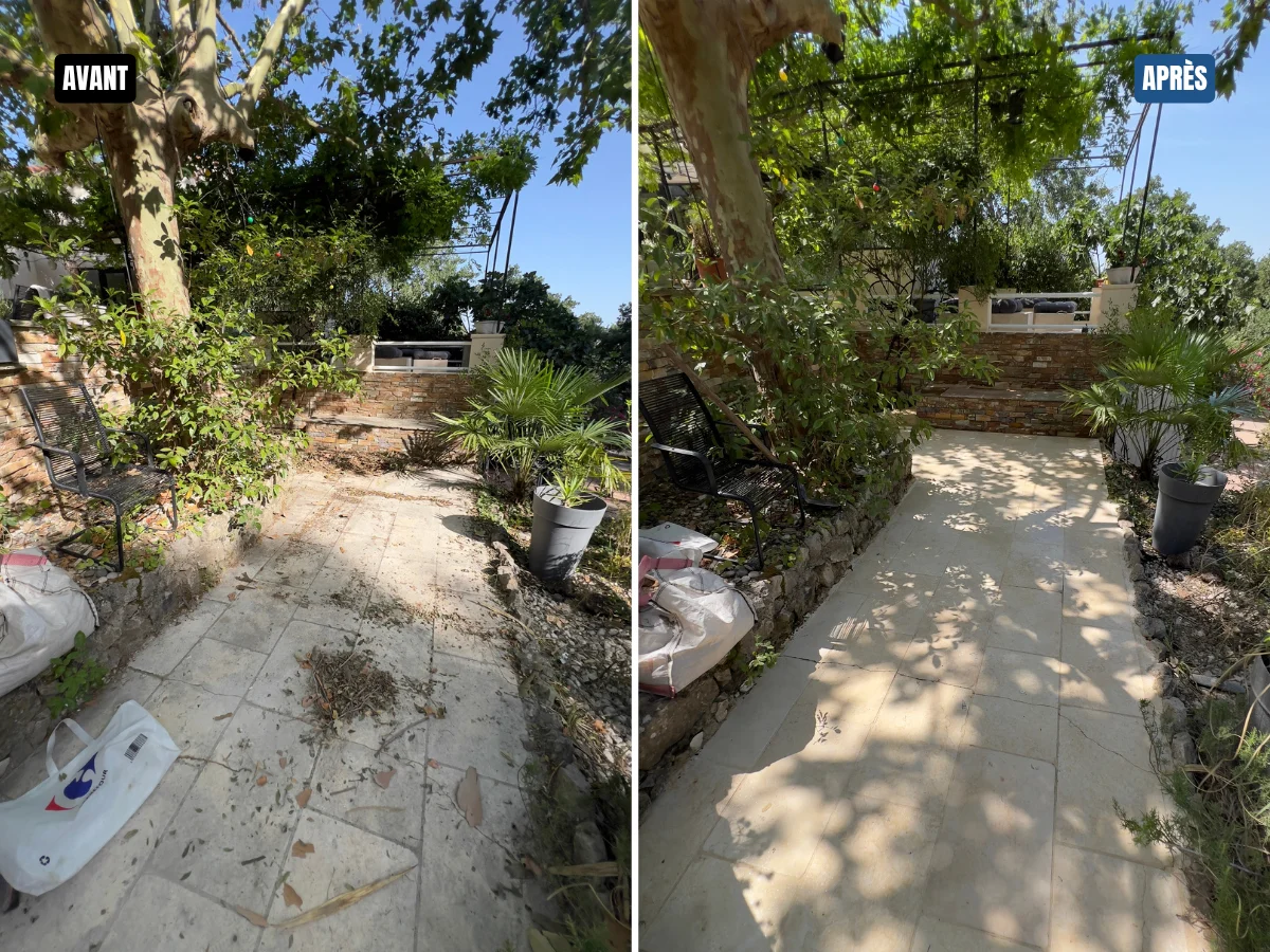 Nettoyage et traitement terrasse travertin - Sausset-les-pins Juin 2026